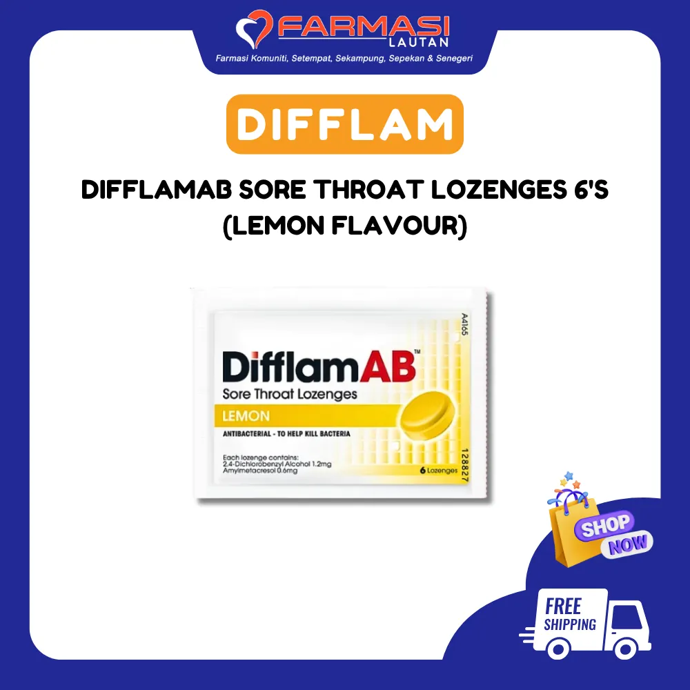 DIFFLAMAB SORE THROAT LOZENGES LEMON 6 LZGS