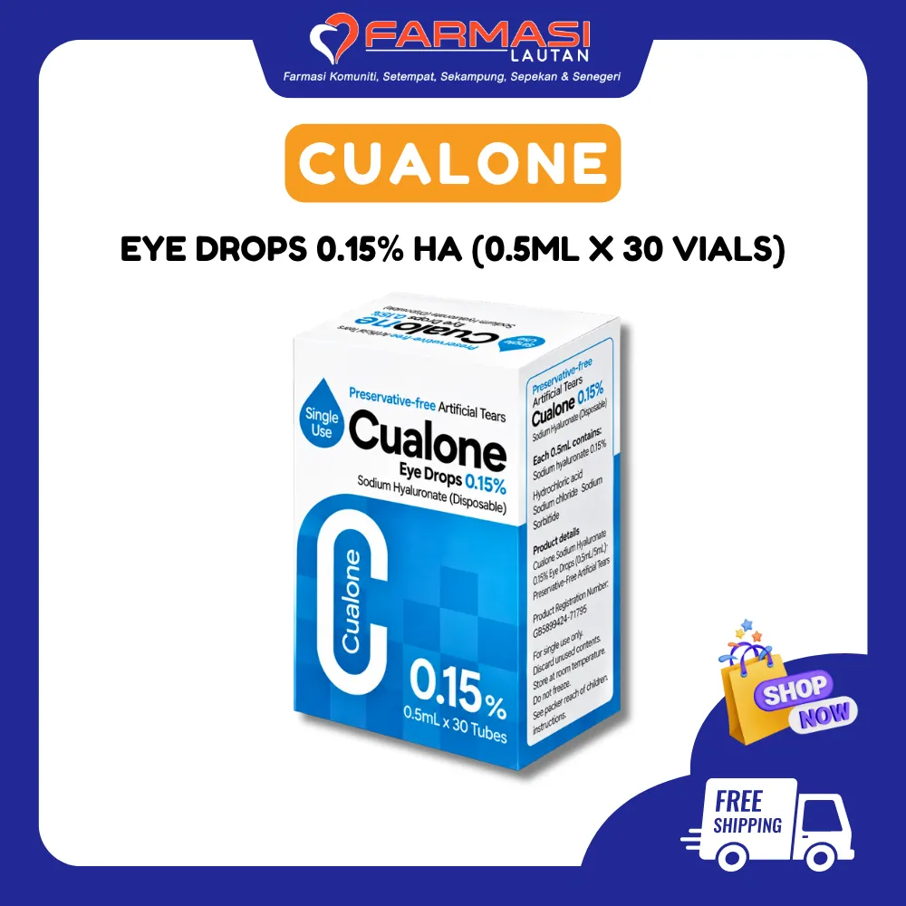 CUALONE EYE DROP 0.15% HA 0.5 ML 30 VIALS